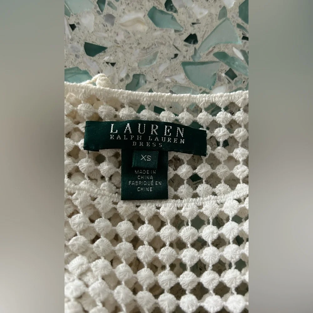 Lauren Ralph Lauren Ivory Floral Net Lace Event Dress Cottagecore Fairy S XS - Picture 10 of 11